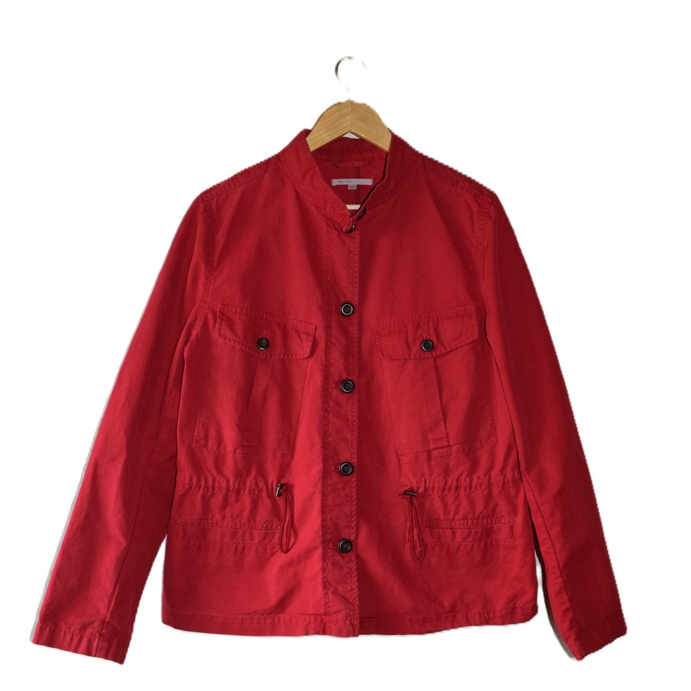 Gap Utility Jacket Womens Large Red Excellent Cotton Field Drawstring Waist